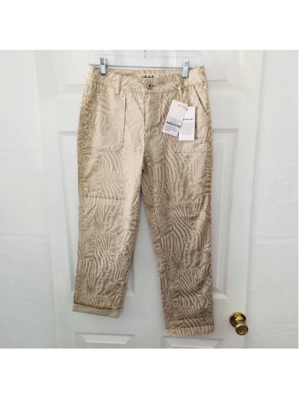 Charlie B Metallic Print Zebra Vibe Slim Fit Twill Pants NWT Safari Wear Size 2